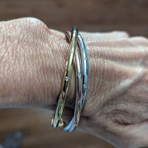 Elegant Gold Plated and Silver Bangle Set